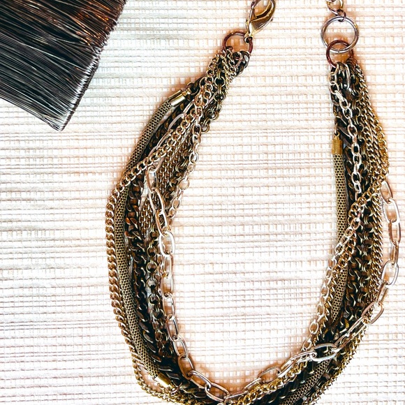 Mixed Metal Chain Layered Necklace & Cuff Set Apocalyptic Dystopian Grunge - Picture 3 of 16